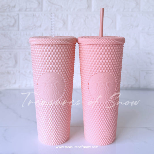 Peach Coral Pink Bling Cold Cup Set