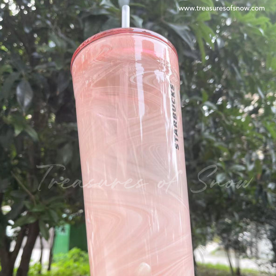 Pink Marble Glass Cold Cup 20oz
